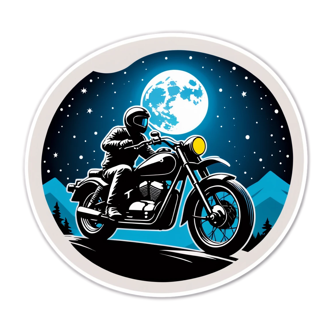 Motorcycle sticker under the moonlight