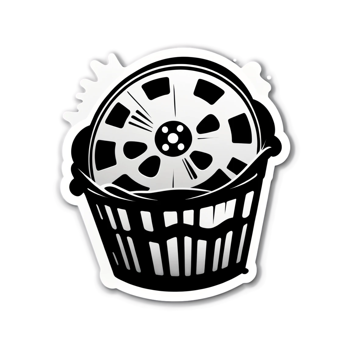 In black and white, movie sticker