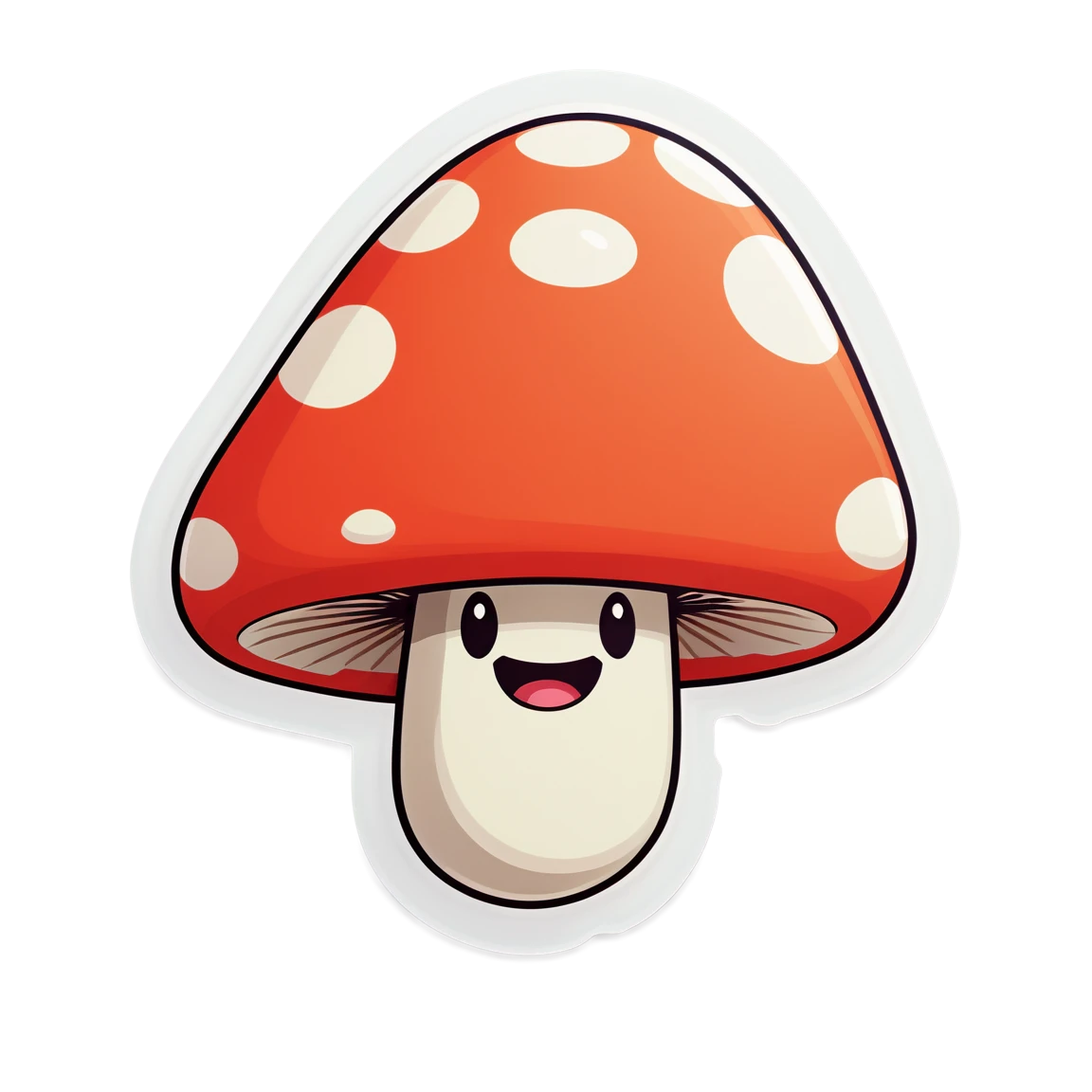 Happy mushroom, red mushroom sticker, mushroom sticker