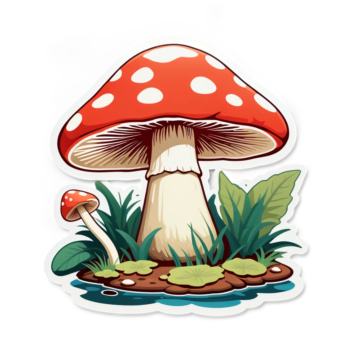 Garden mushroom, red mushroom sticker, mushroom sticker