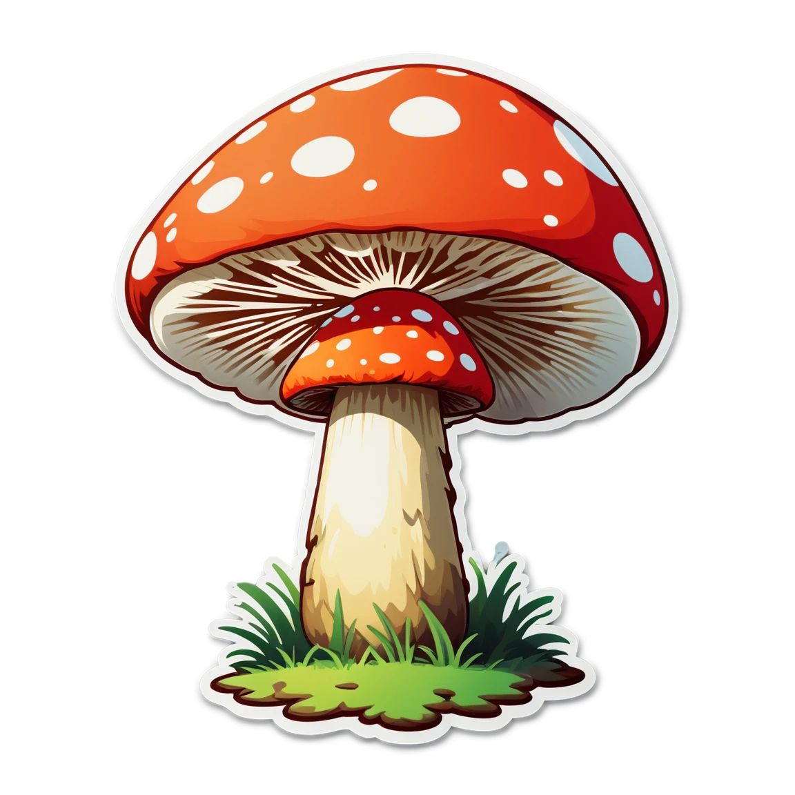 Garden mushroom, red mushroom sticker, mushroom sticker