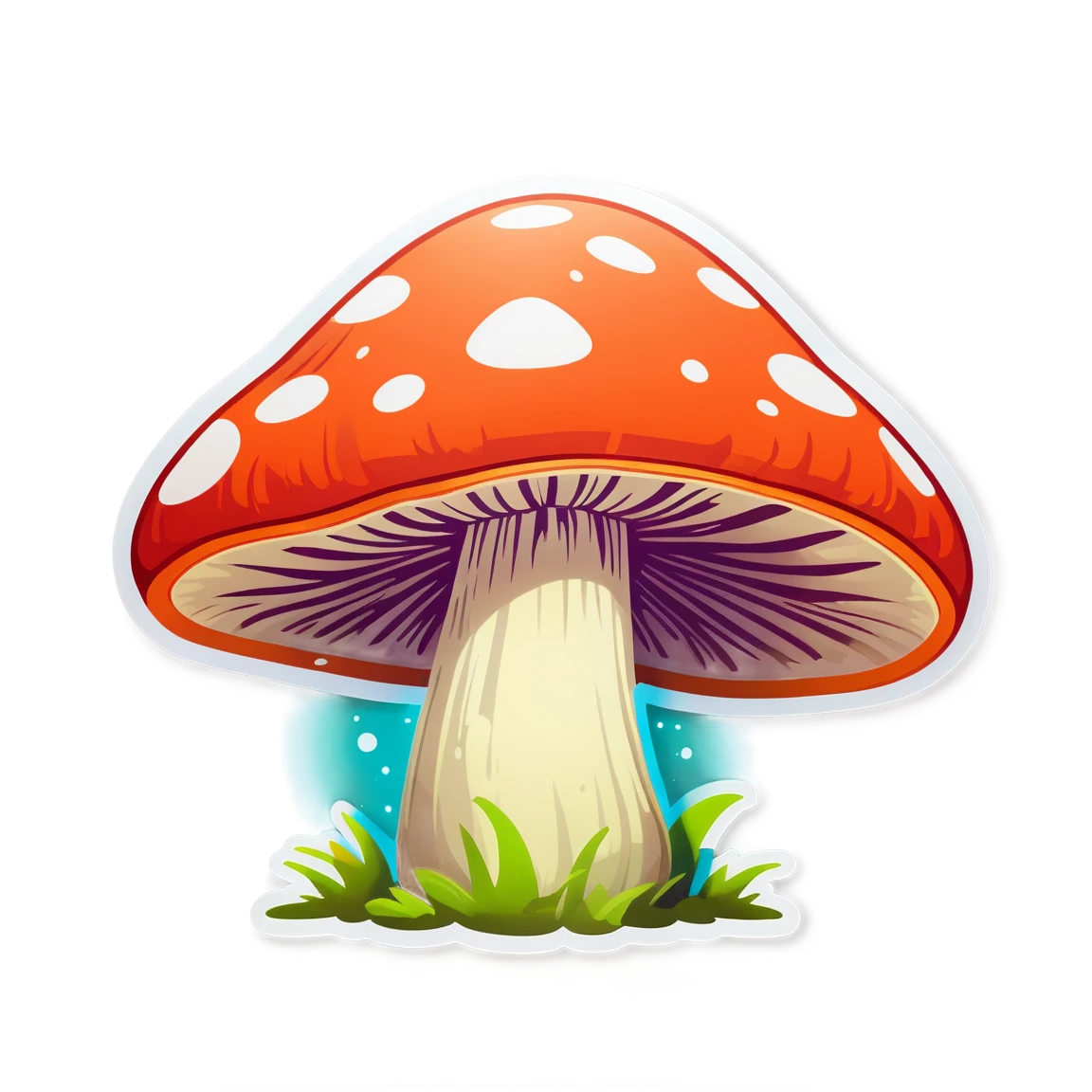 Garden mushroom, red mushroom sticker, mushroom sticker