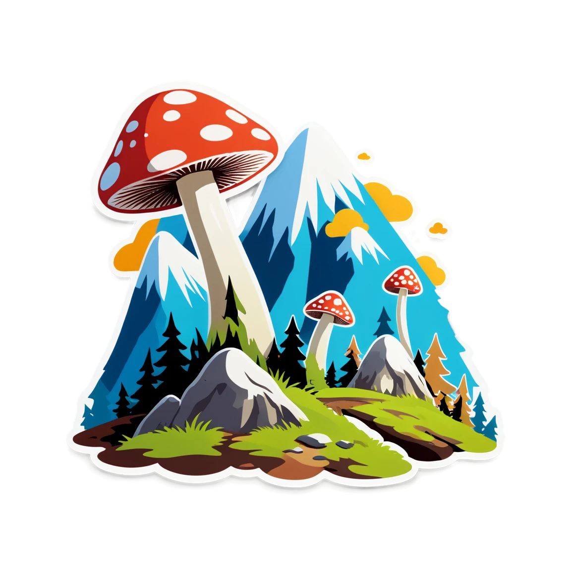 Garden mushroom, red mushroom sticker, mushroom sticker