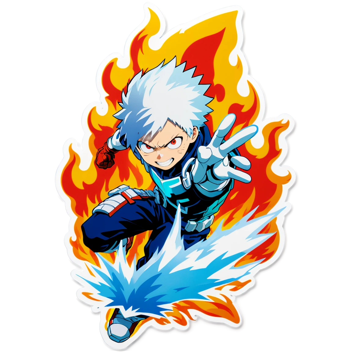 My Hero Academia Todoroki with fire and ice, hero sticker, My Hero Academia sticker