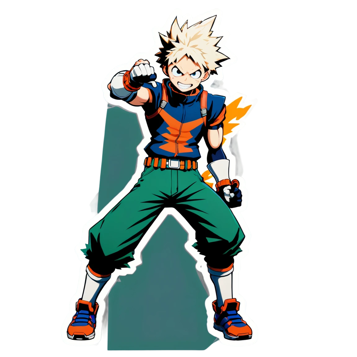 My Hero Academia Bakugo in battle pose, hero sticker, My Hero Academia sticker