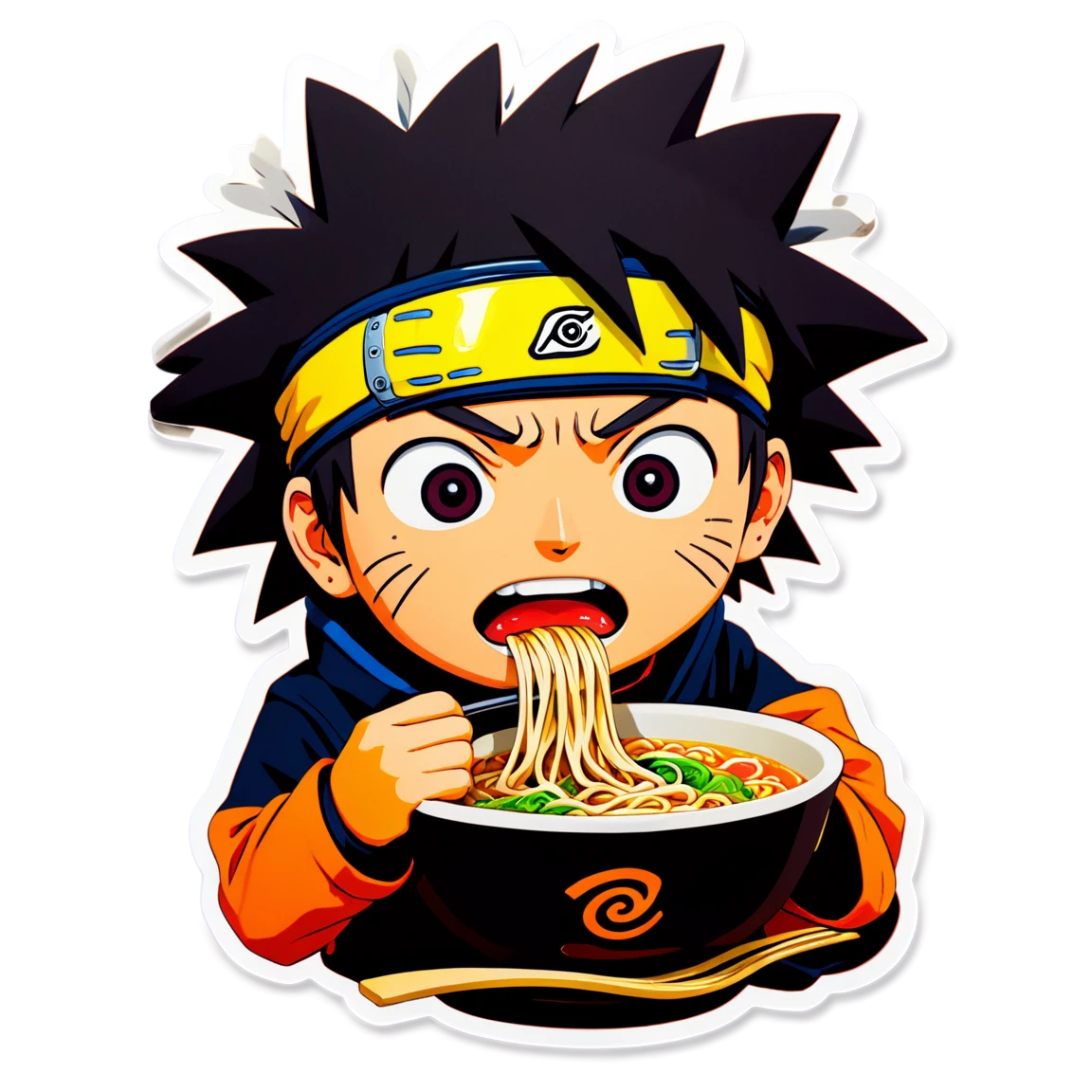 Naruto sticker eating ramen