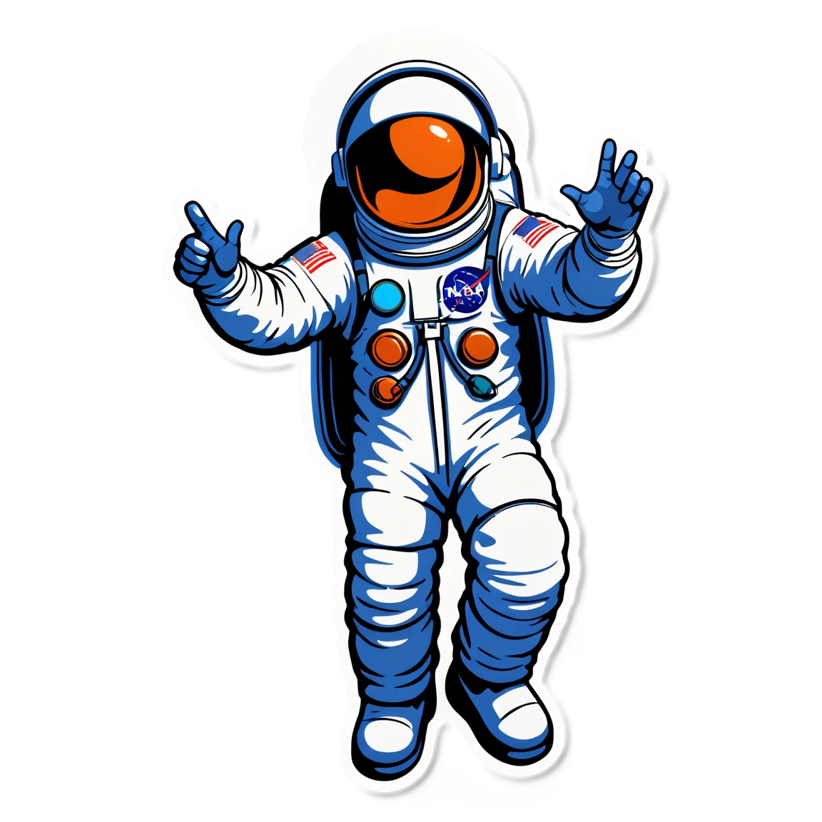 NASA wearing space suit, NASA sticker