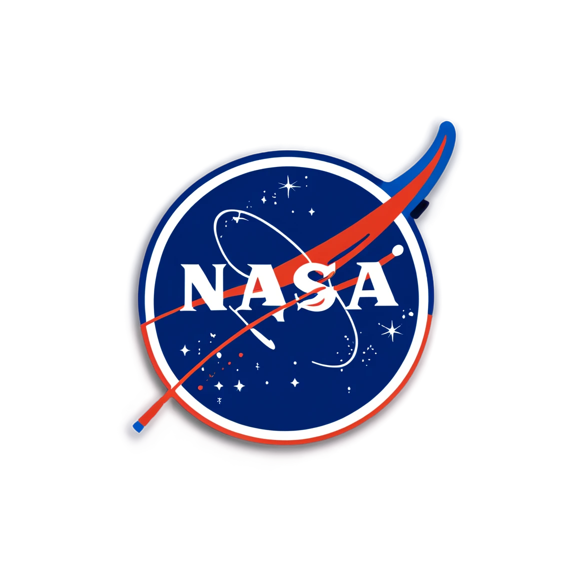 NASA with satellite, NASA sticker