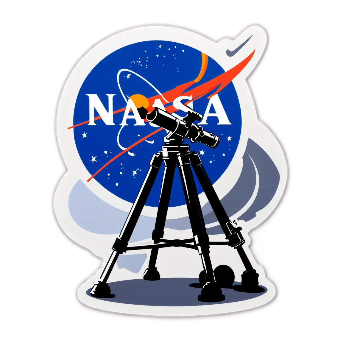 NASA with telescope, NASA sticker