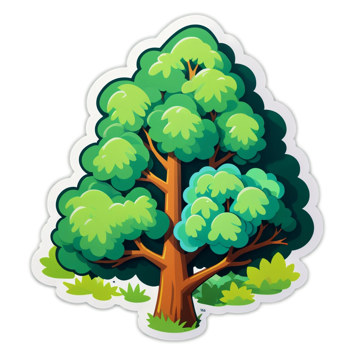 Nature sticker with trees