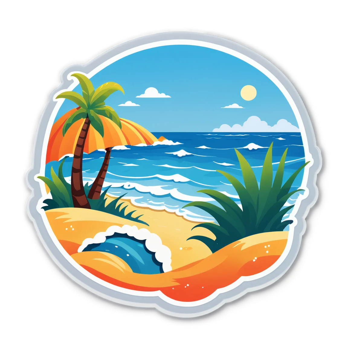 Nature sticker with beach