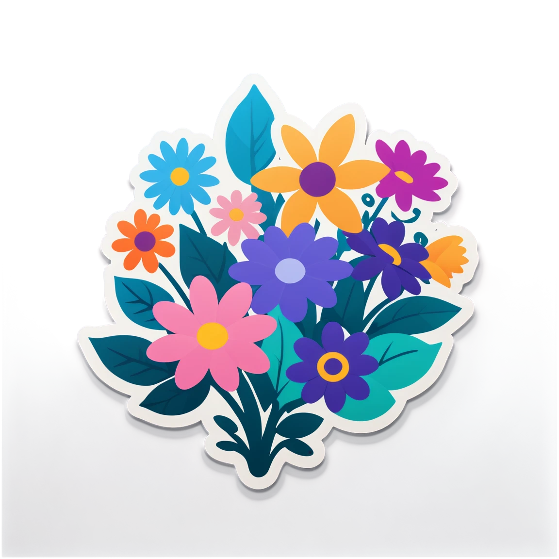 Nature sticker with flowers