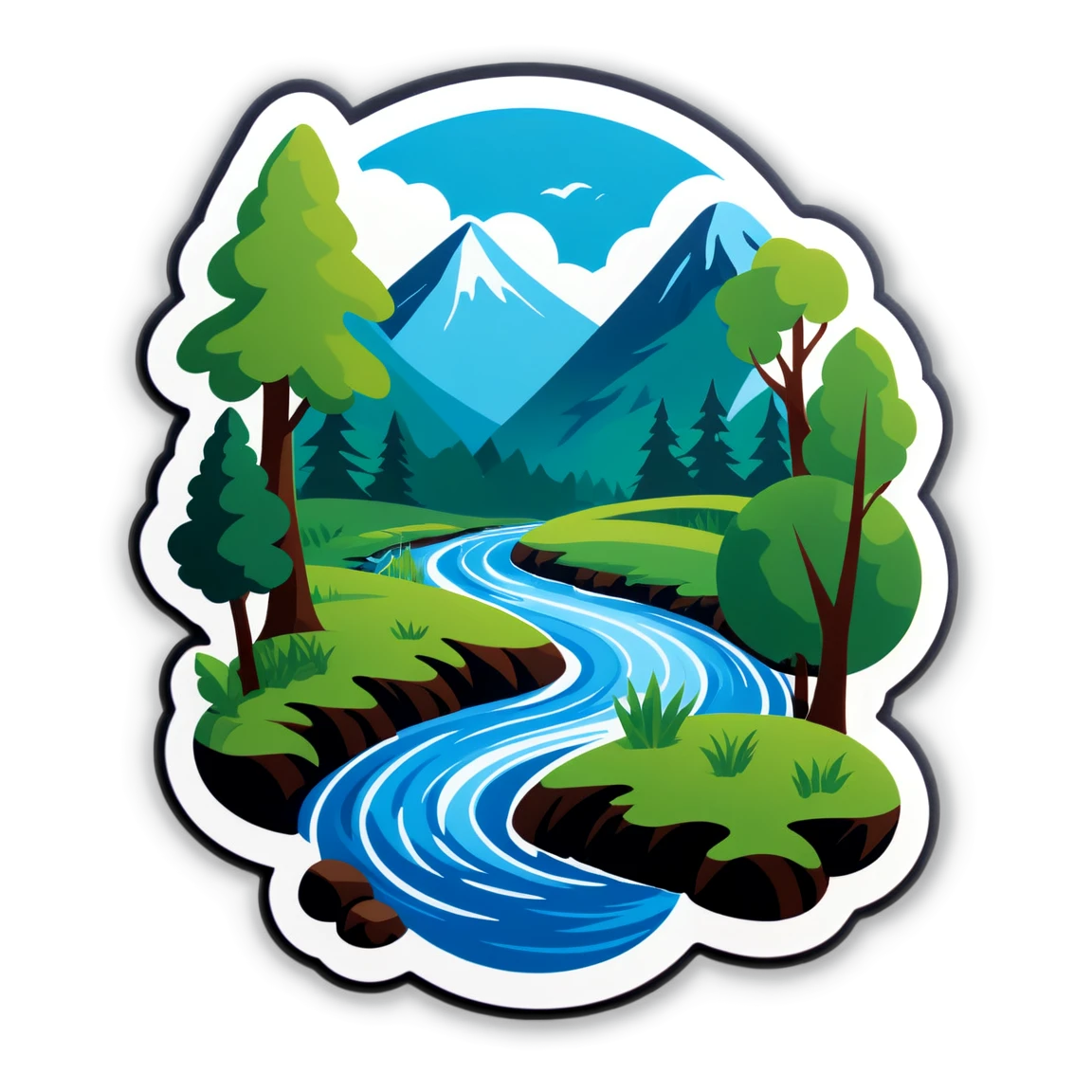 Nature sticker with river