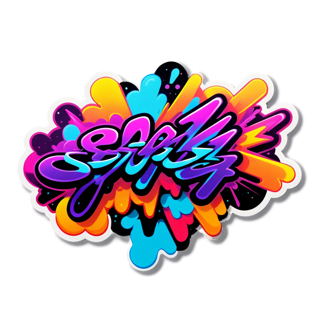 Graffiti neon art, neon sticker, neon colored sticker