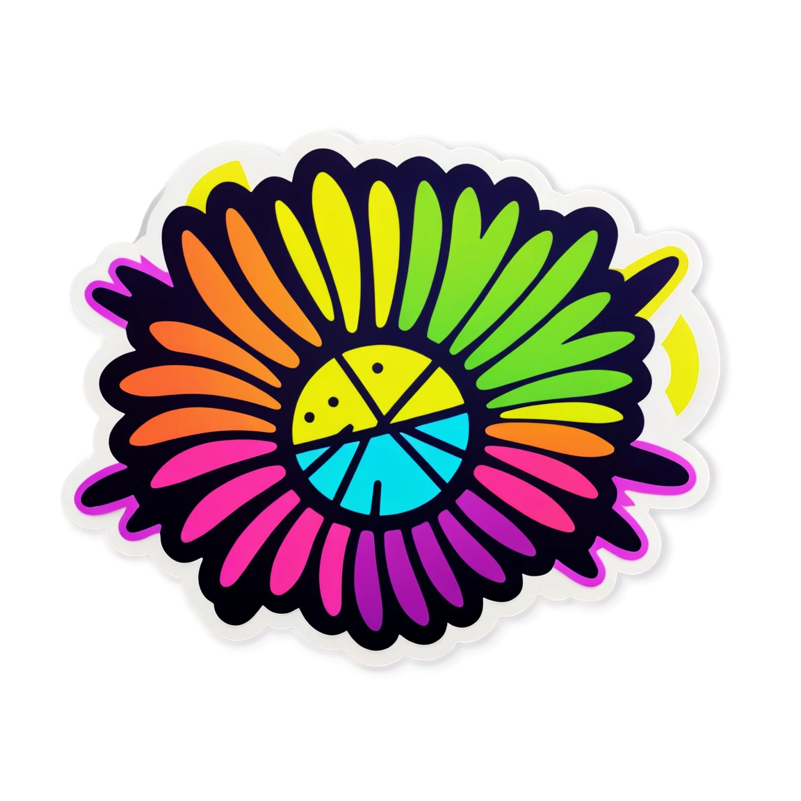 Neon flower, neon sticker, neon colored sticker