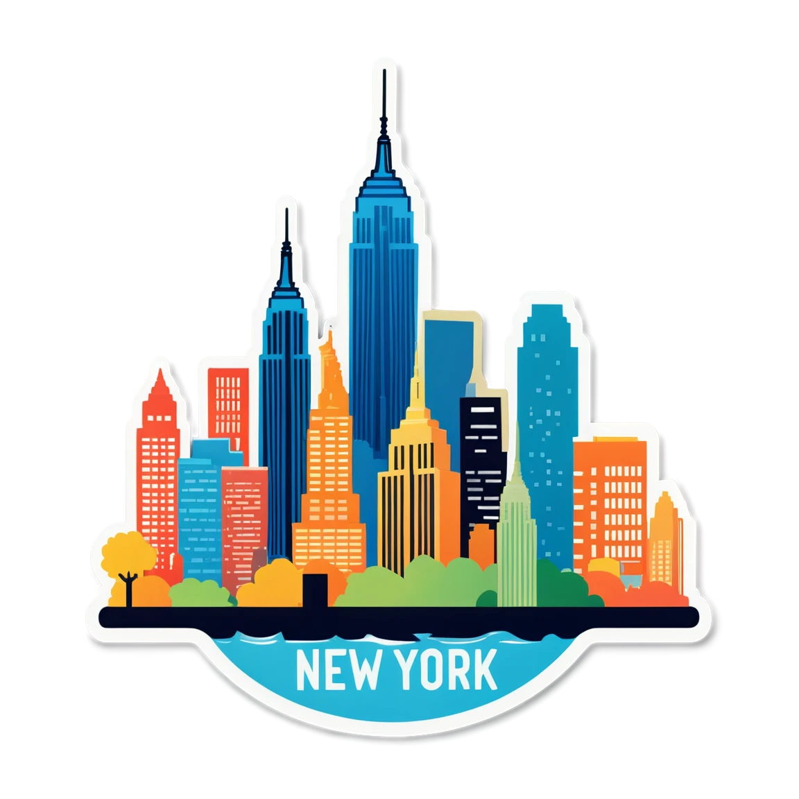 New York with skyscrapers, city sticker, New York sticker