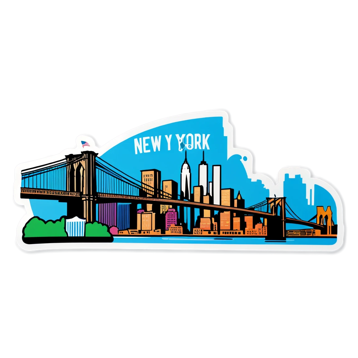 New York with the Brooklyn Bridge, city sticker, New York sticker