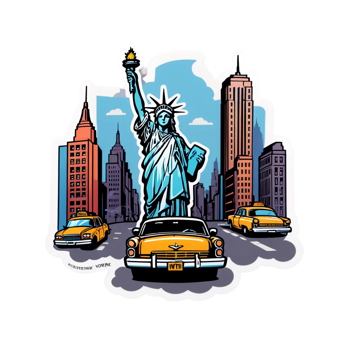 New York with street art, city sticker, New York sticker