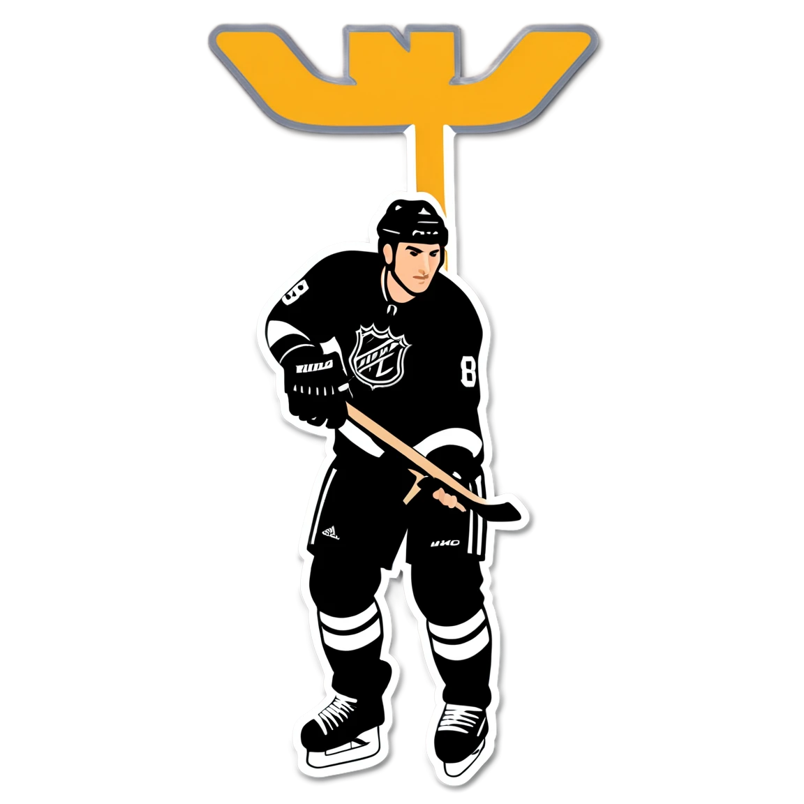 NHL holding a hockey stick, hockey sticker, NHL sticker