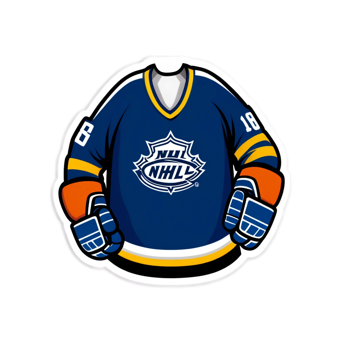 NHL with gloves, hockey sticker, NHL sticker