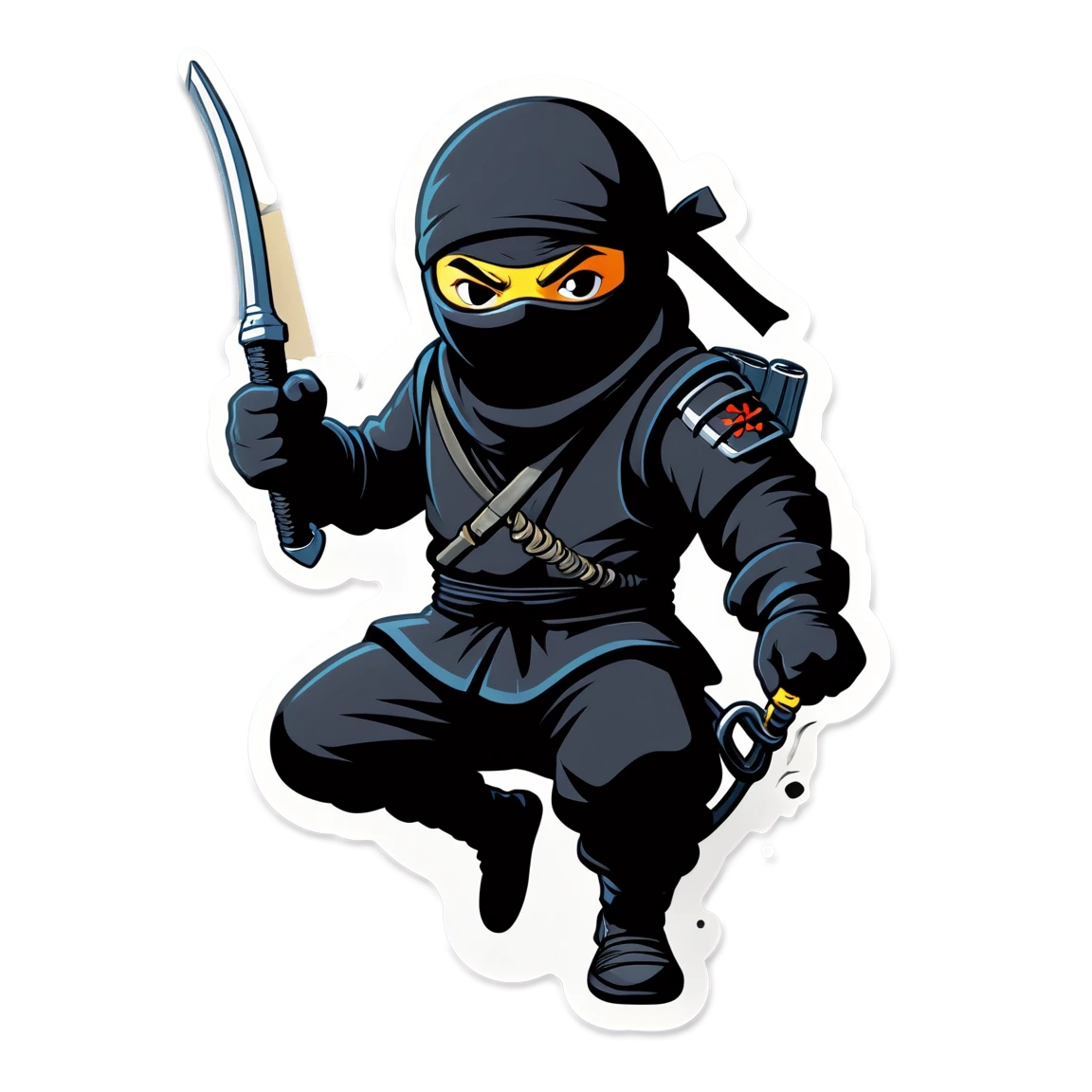 Ninja with grappling hook, ninja sticker