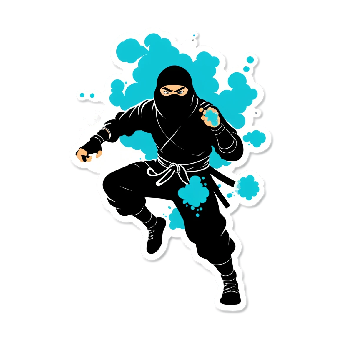 Ninja throwing smoke bomb, ninja sticker