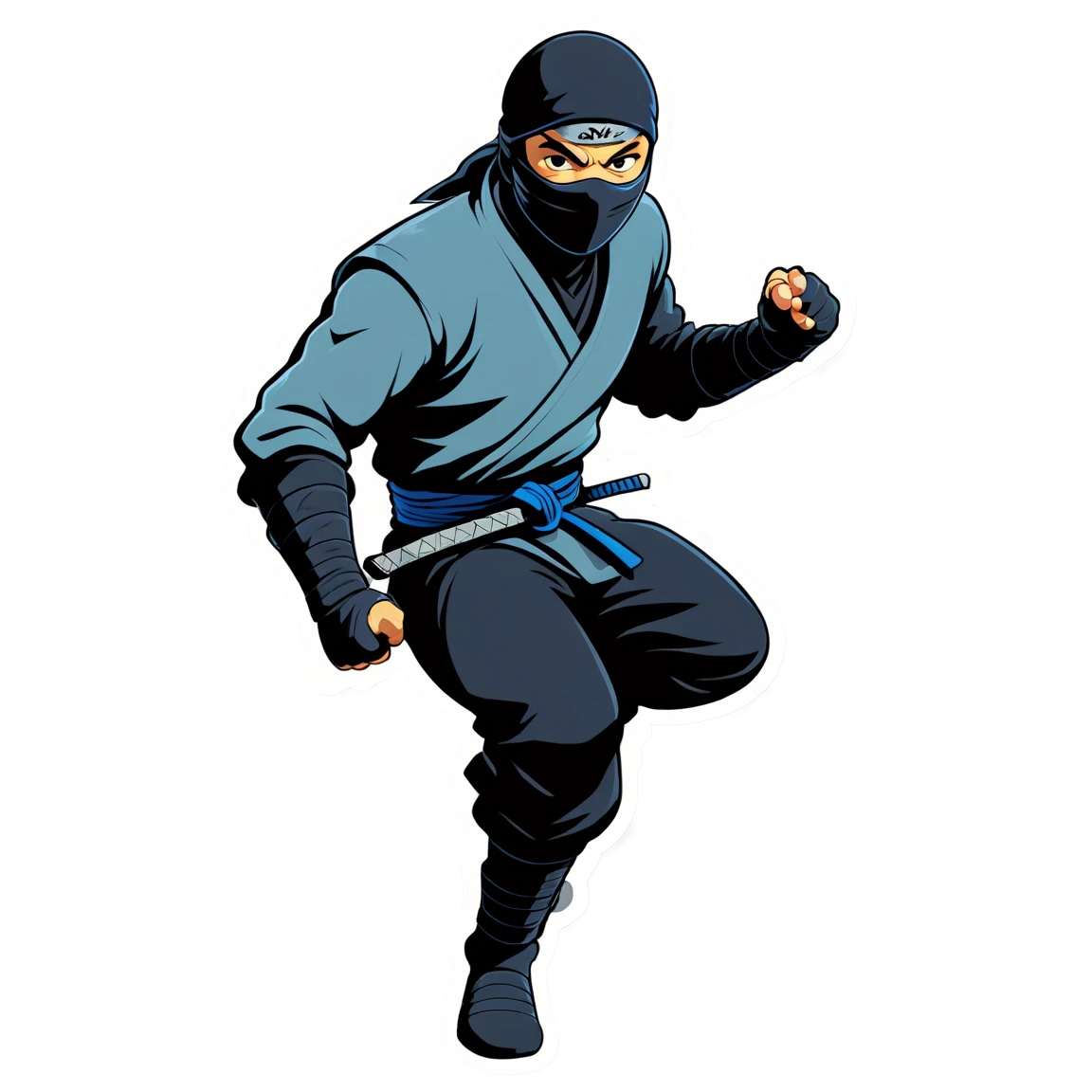 Ninja in fighting stance, ninja sticker