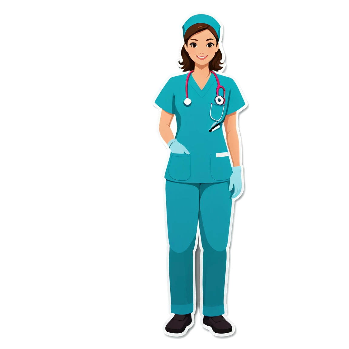 Nurse wearing scrubs, nurse sticker