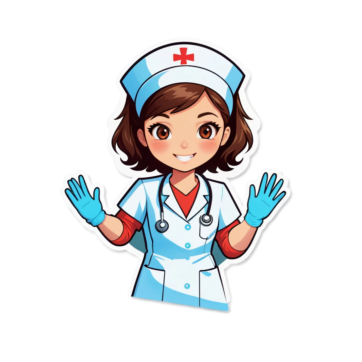 Nurse wearing gloves, nurse sticker