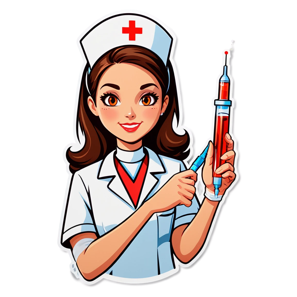 Nurse holding a syringe, nurse sticker