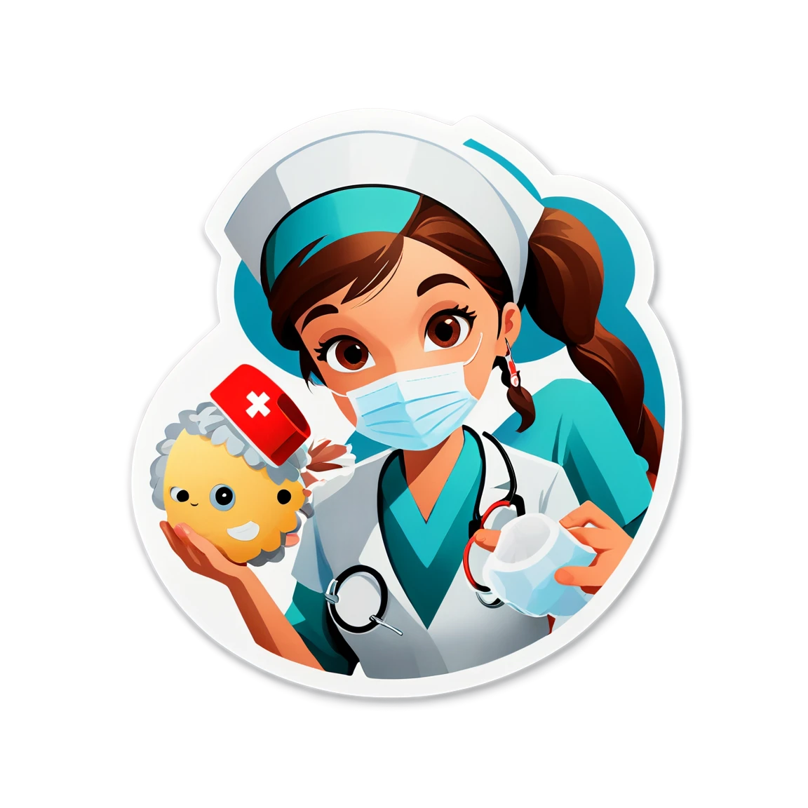 Nurse giving a vaccine, nurse sticker