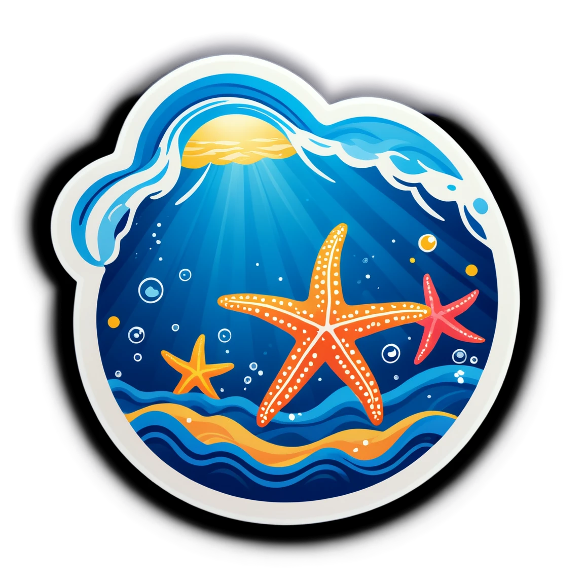 Ocean with starfish sticker