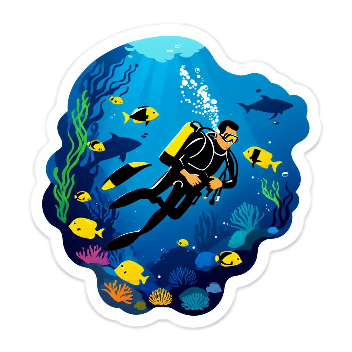 Ocean scuba diving sticker