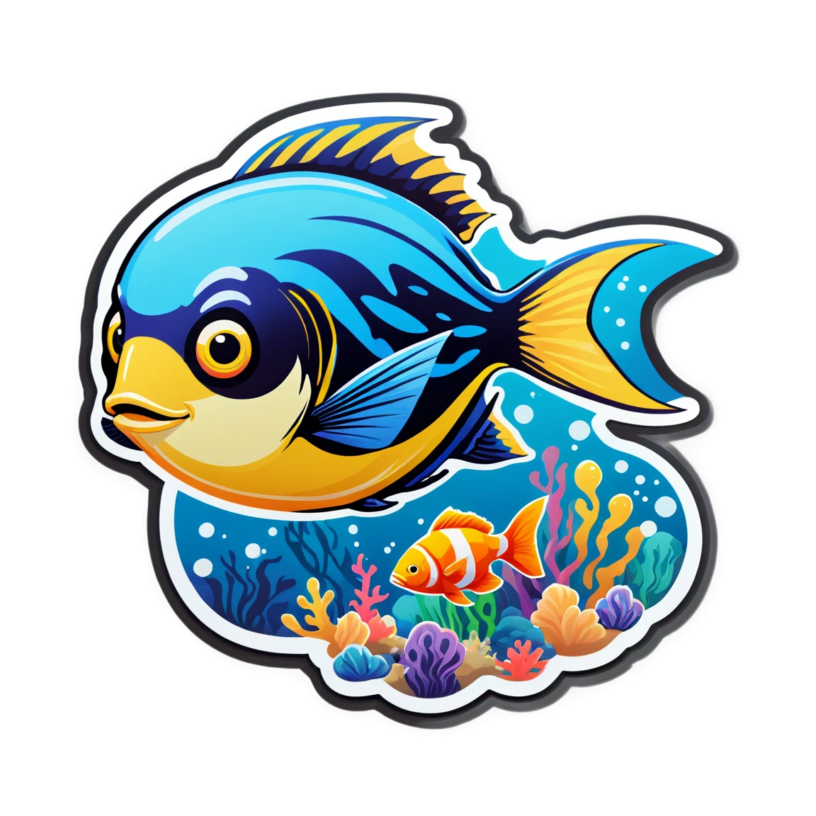 Ocean with fish sticker