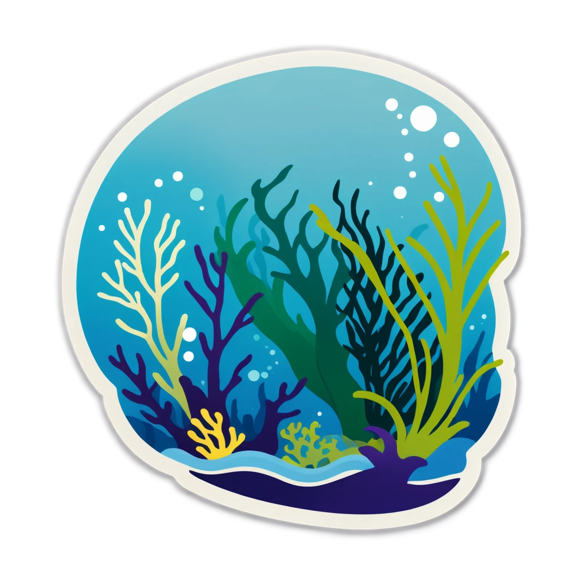 Ocean with seaweed sticker