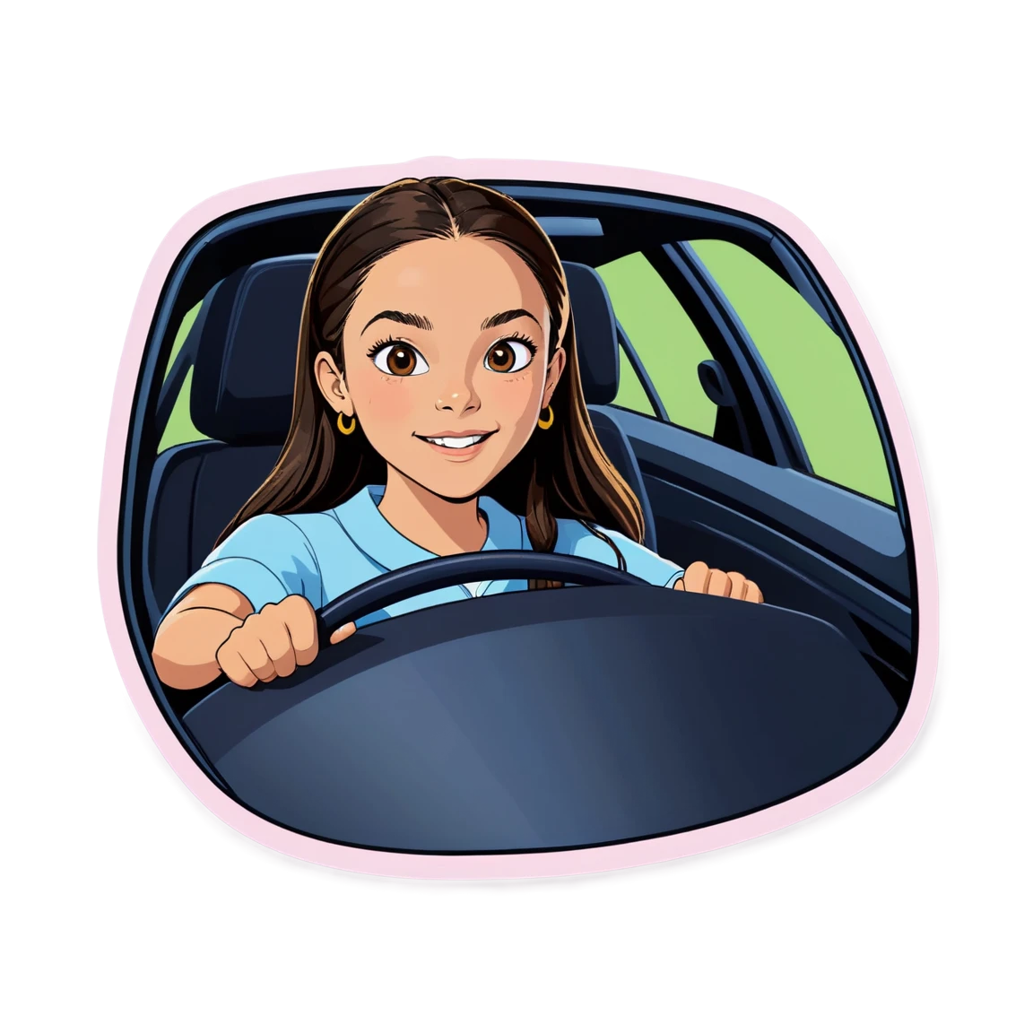 Driving a car, kid singer sticker, Olivia Rodrigo sticker