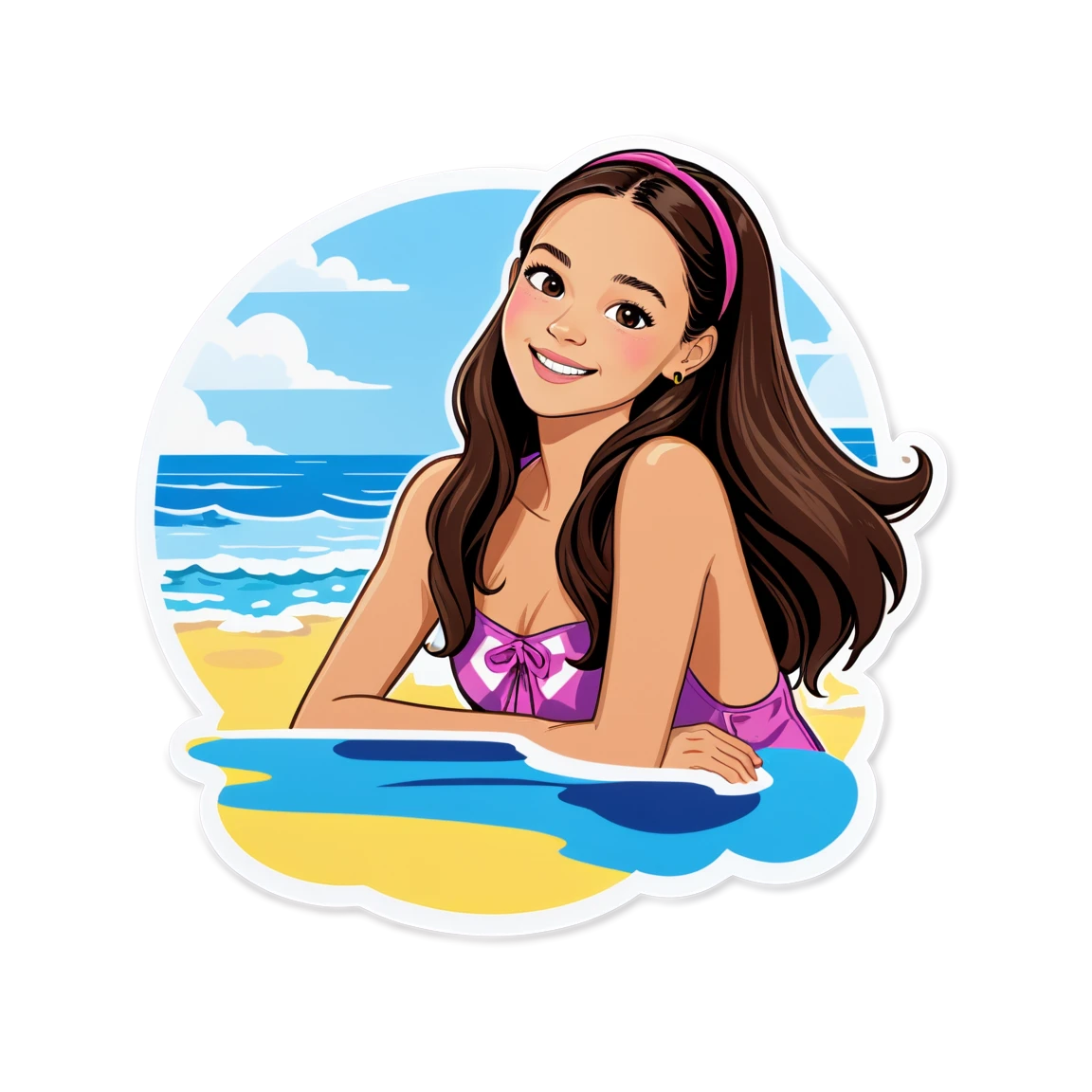 Olivia rodrigo in the beach, kid singer sticker, Olivia Rodrigo sticker