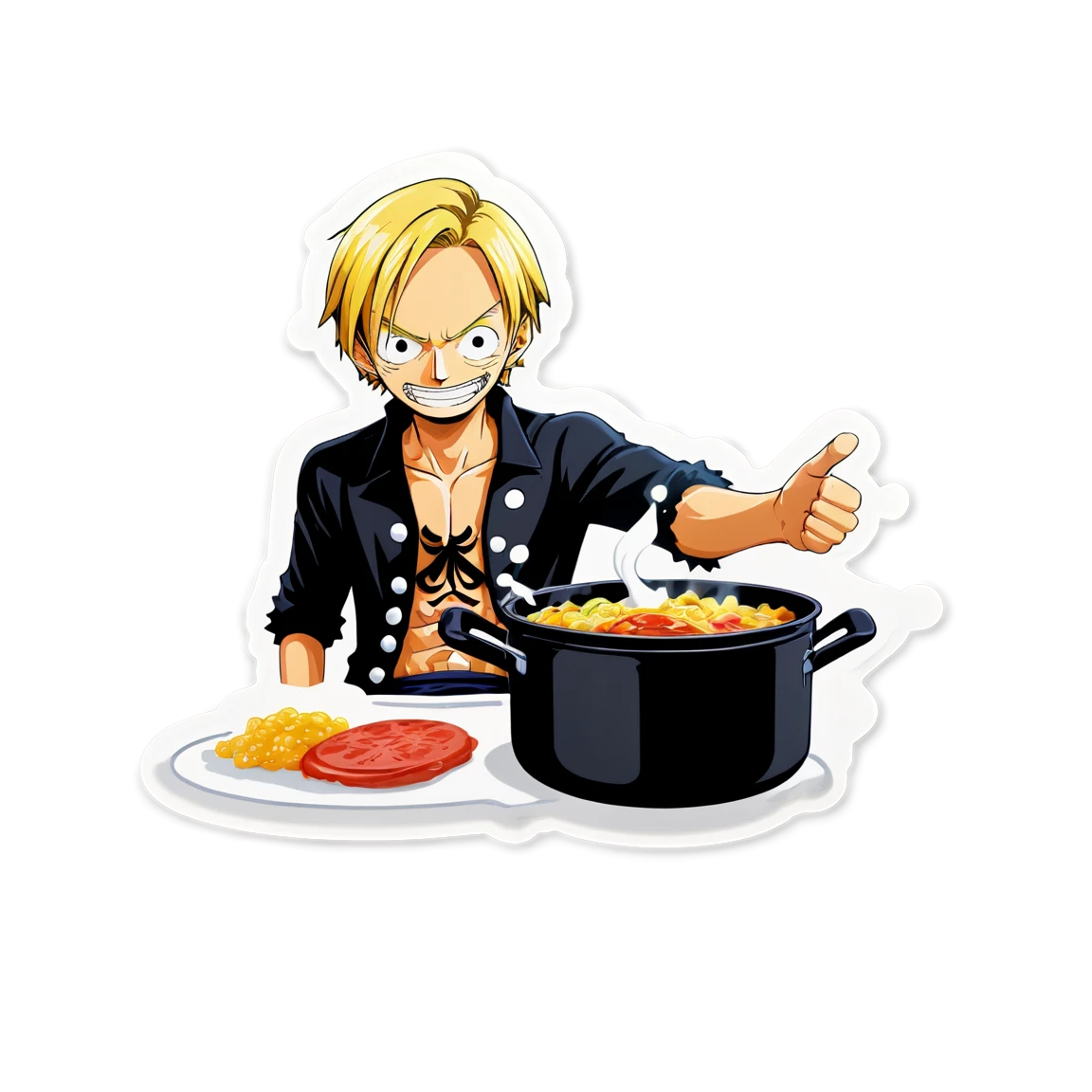 One piece sticker with Sanji cooking