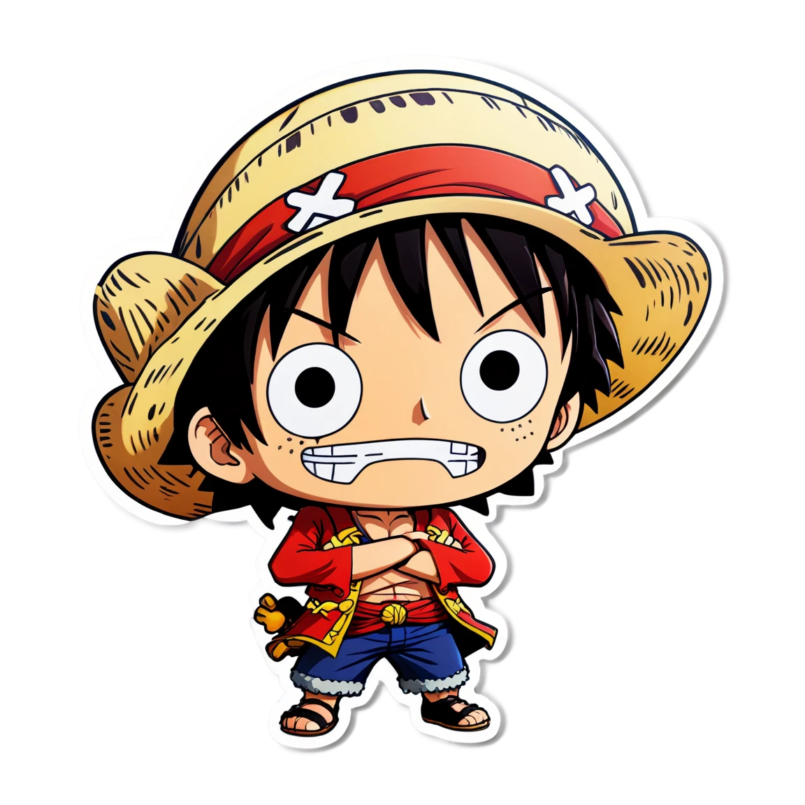 One piece sticker with chibi characters