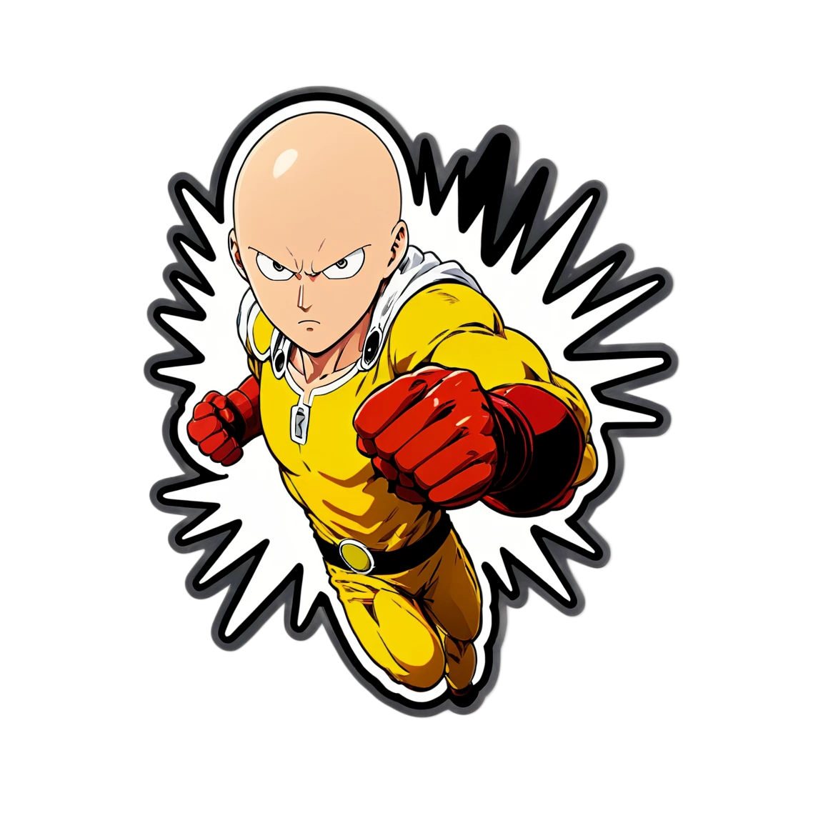 One Punch Man with explosion background, anime sticker, One Punch Man sticker