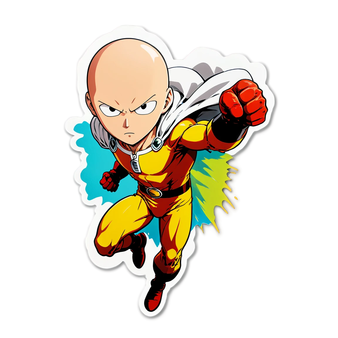 One Punch Man in hero costume, anime sticker, One Punch Man sticker