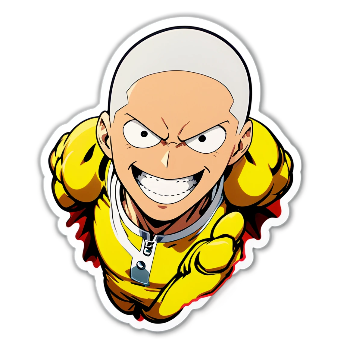 One Punch Man smiling, anime sticker, One Punch Man sticker