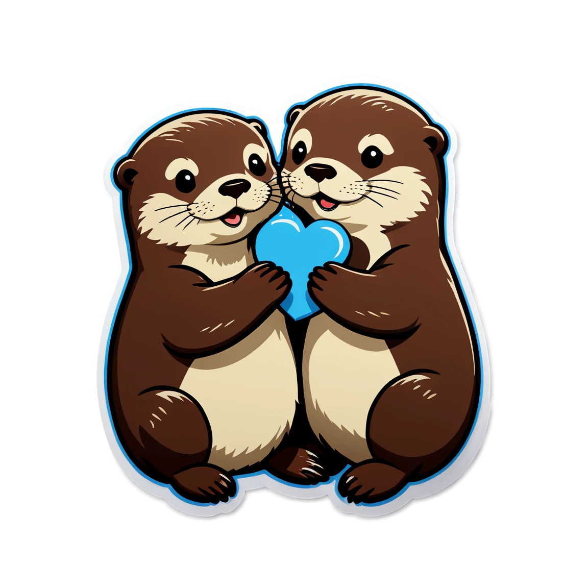 Otter holding hands, otter sticker