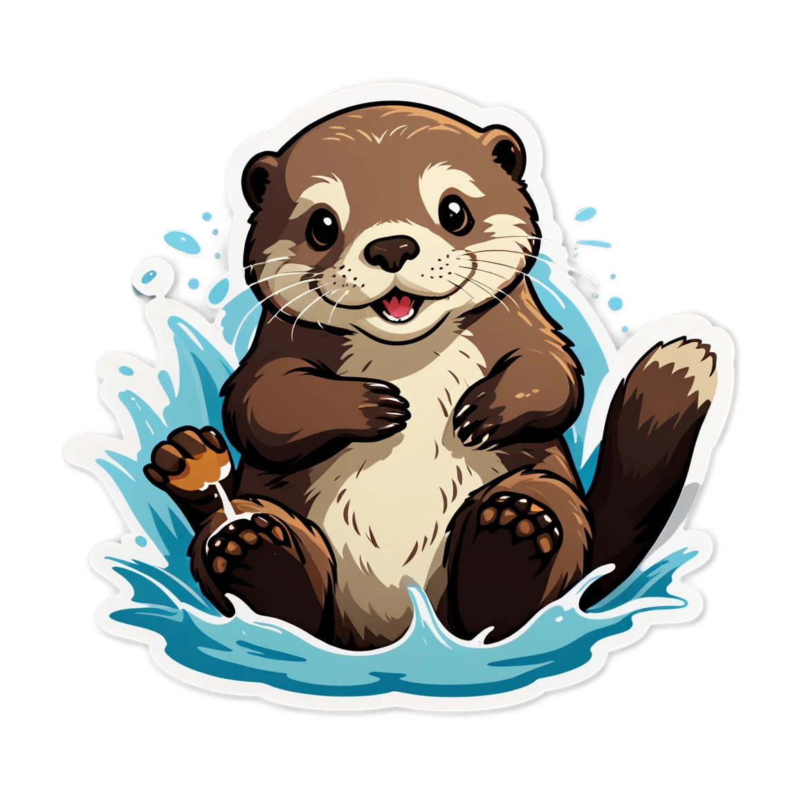 Otter playing in water, otter sticker