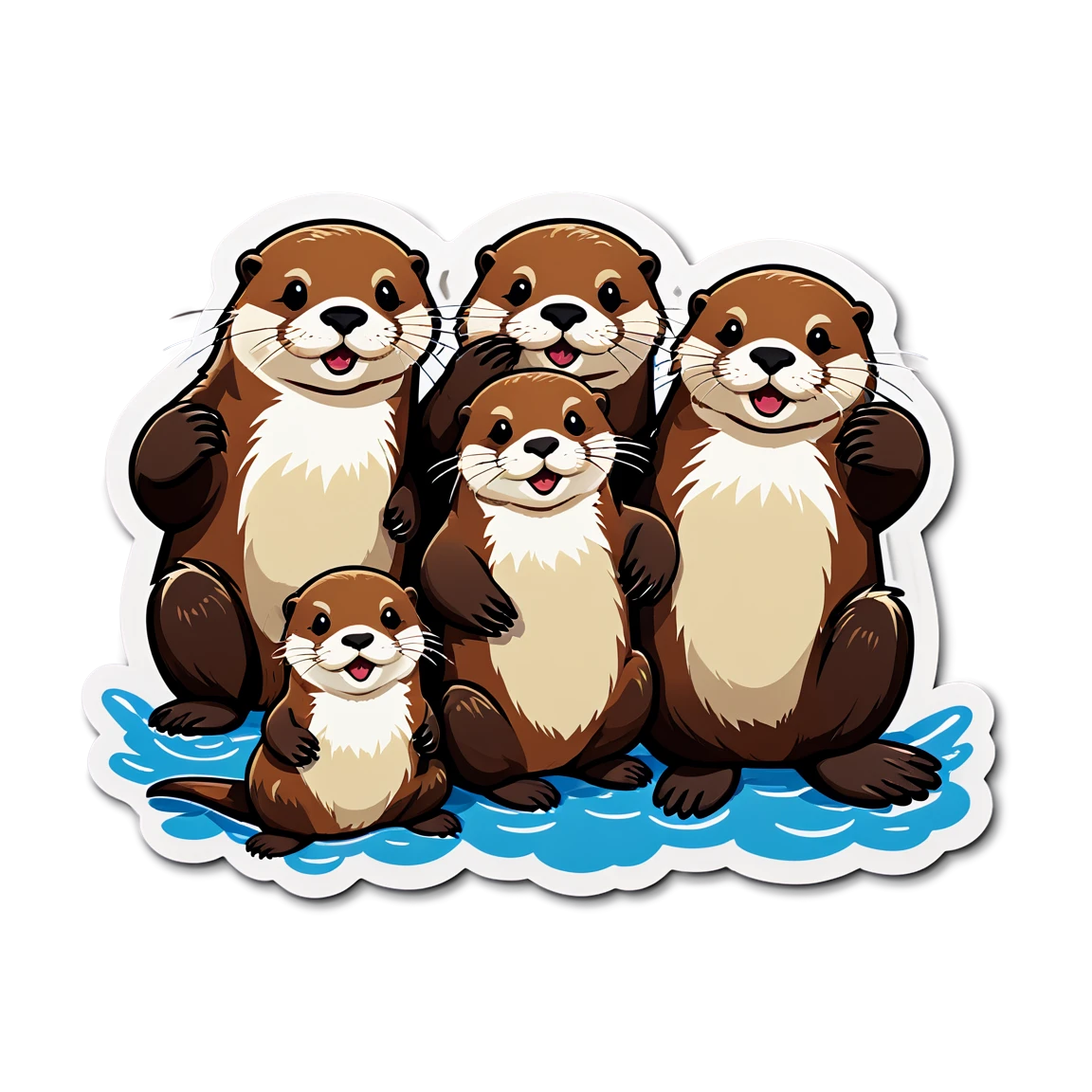 Otter family group, otter sticker