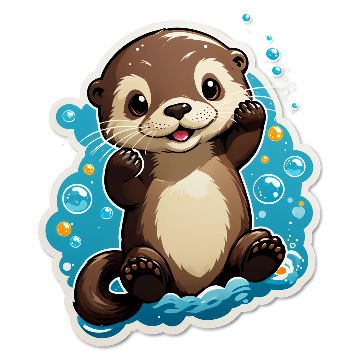 Otter with bubbles, otter sticker