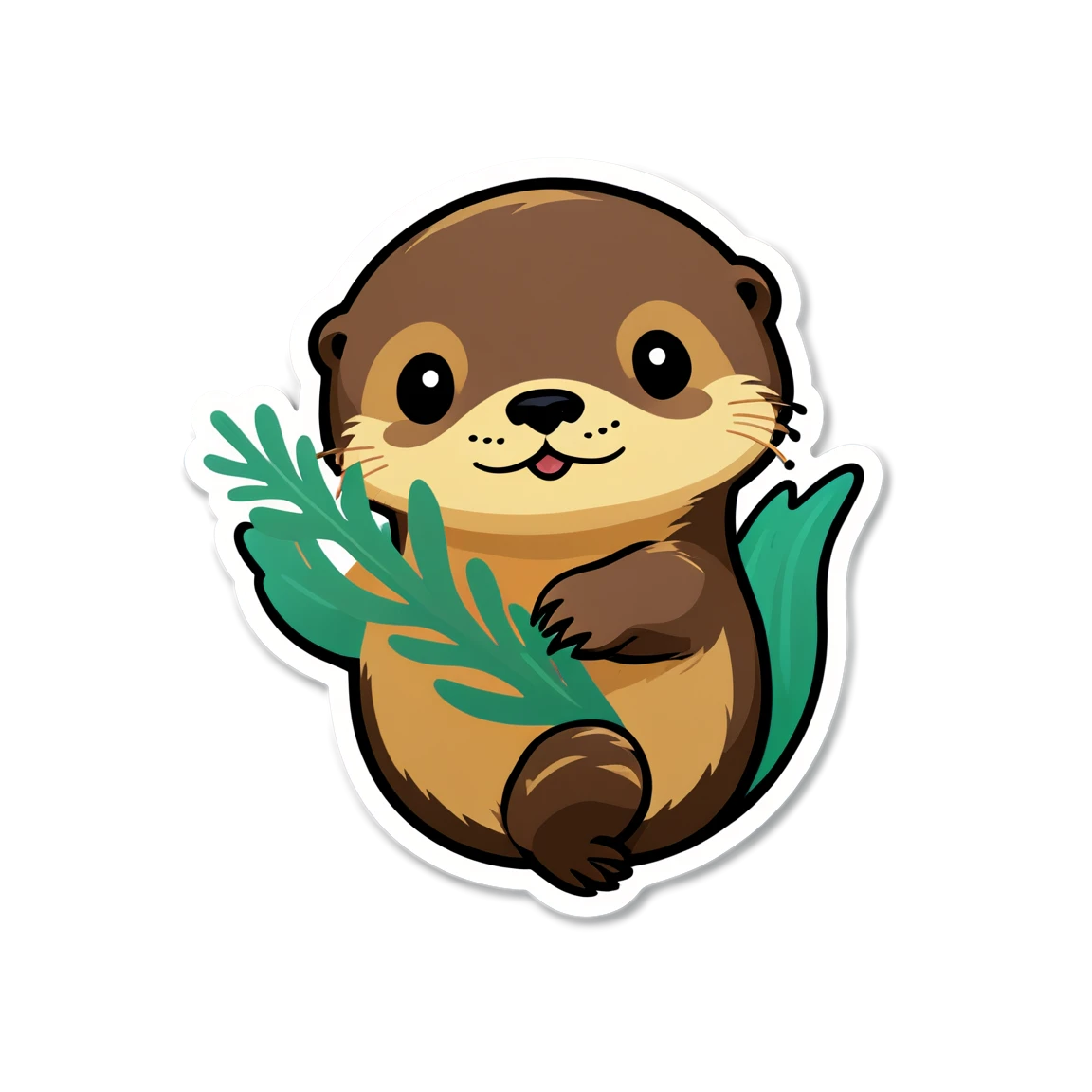 Otter with seaweed, otter sticker