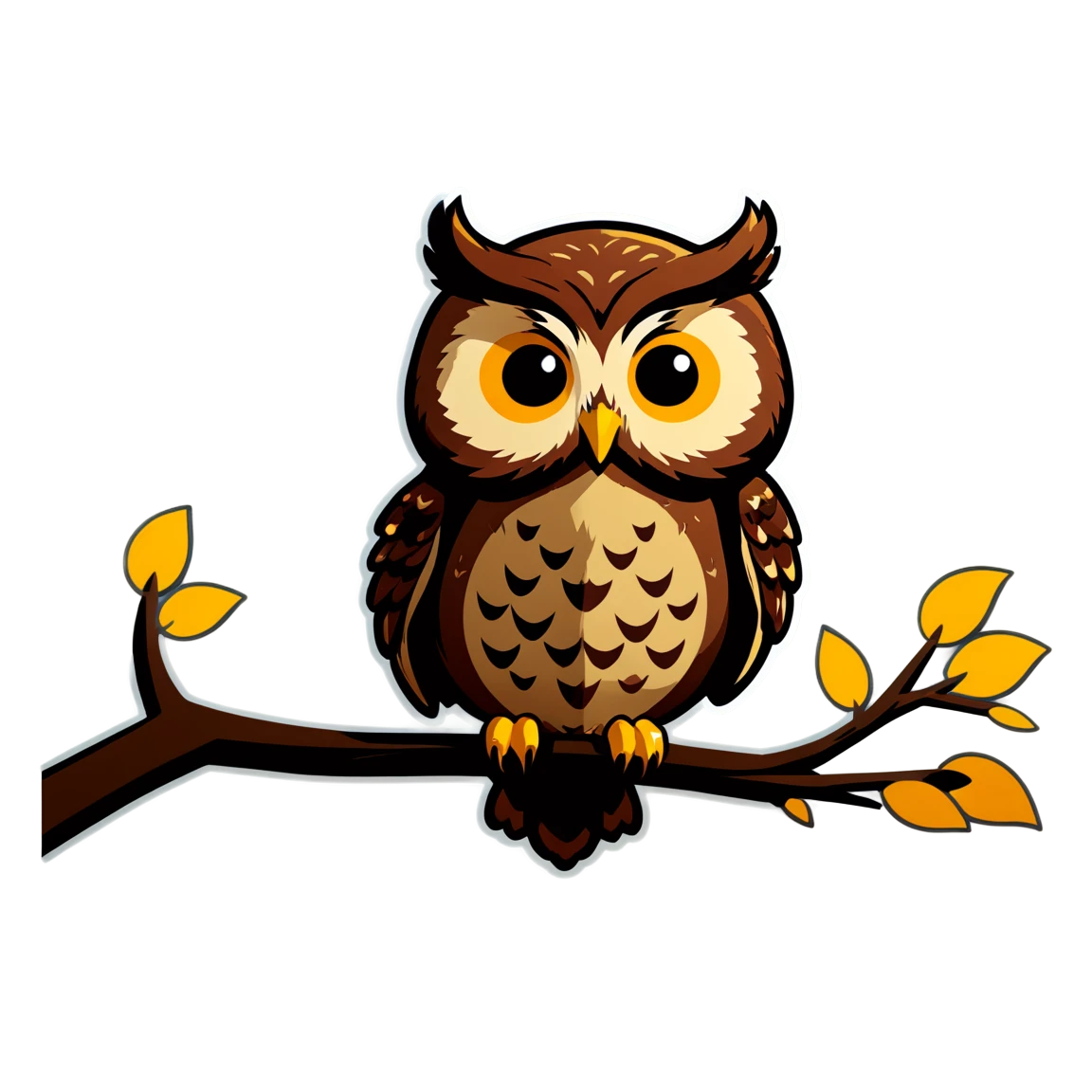 Owl perched on a branch, owl sticker