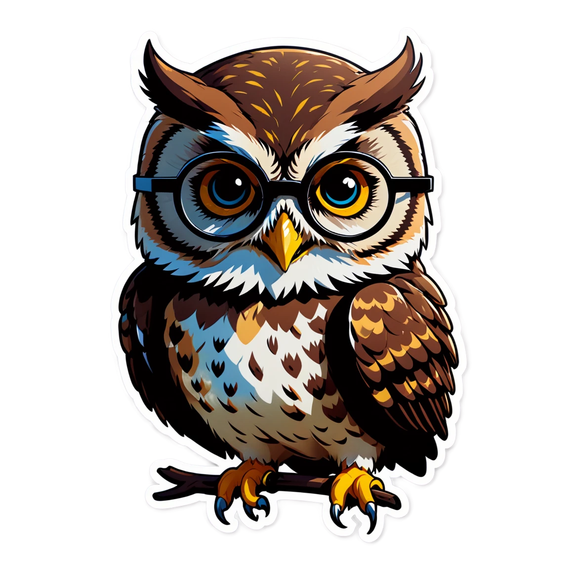 Owl wearing glasses, owl sticker