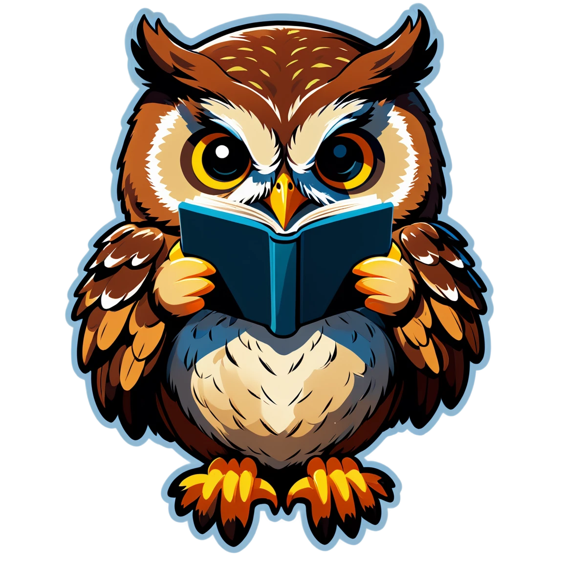 Owl reading a book, owl sticker